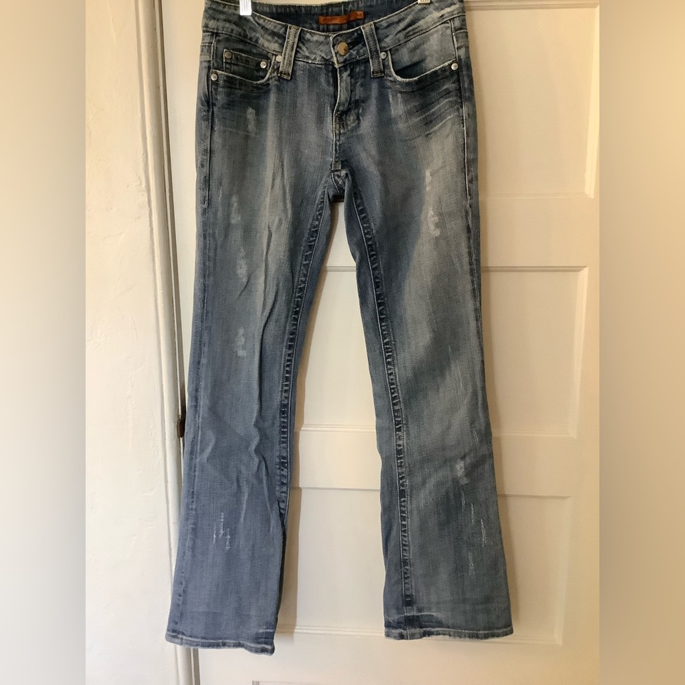 VIGOSS straight leg Distressed Pink Label Jeans Sz 3/4 Great Wash - Picture 6 of 9